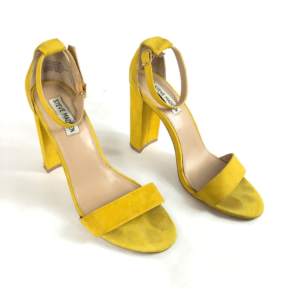 Steve Madden Yellow Suede Block Heel Sandals